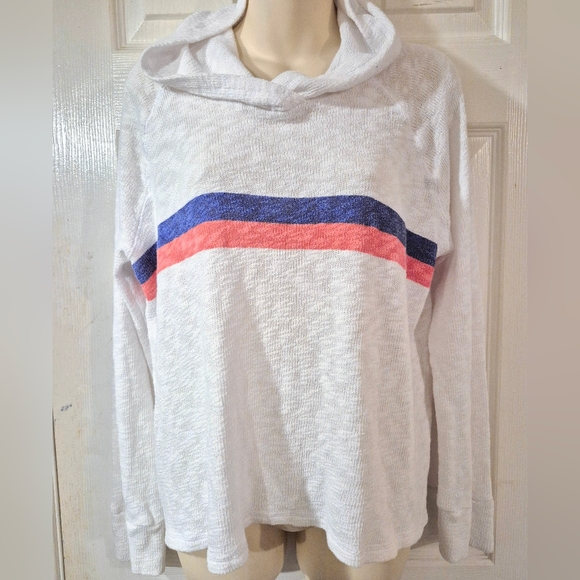 Sundry Knit Hoodie White Stripes Cotton Sweater Small - Picture 2 of 8